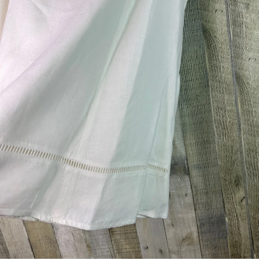 Talbots Size 20 100% Linen Cream Color Lined Skirt Hook & Eye & Zipper Closure